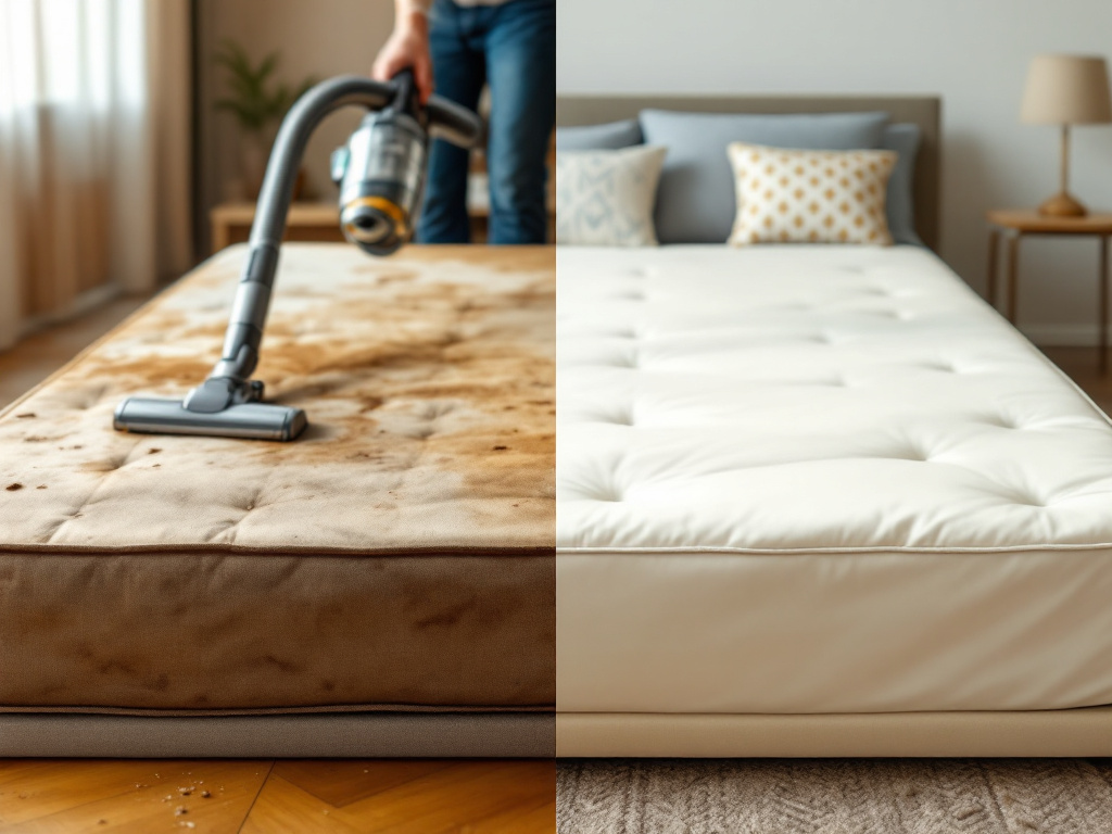 Before and after mattress cleaning